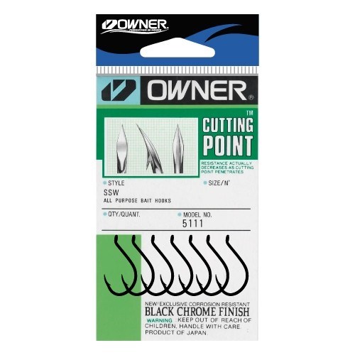OWNER SSW with CUTTING POINT All Purpose Bait Hooks 5111-151 Size 5/0-5 pack 